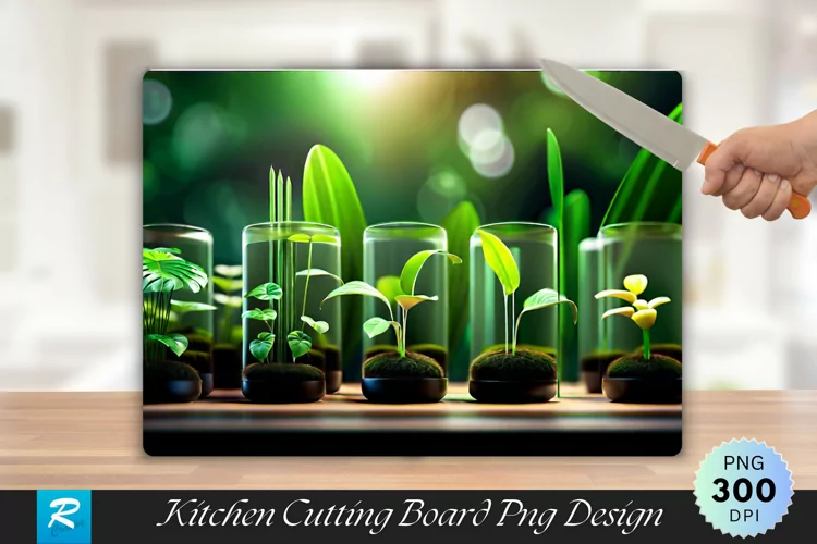 Growing Plants Cutting Board Sublimation Design