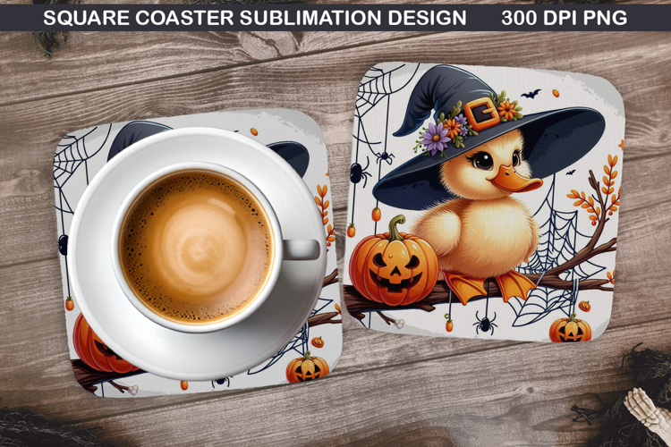 Duckling Coaster Sublimation, Halloween Coaster PNG