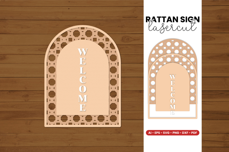 Rattan Sign Lasercut - Lasercut Template