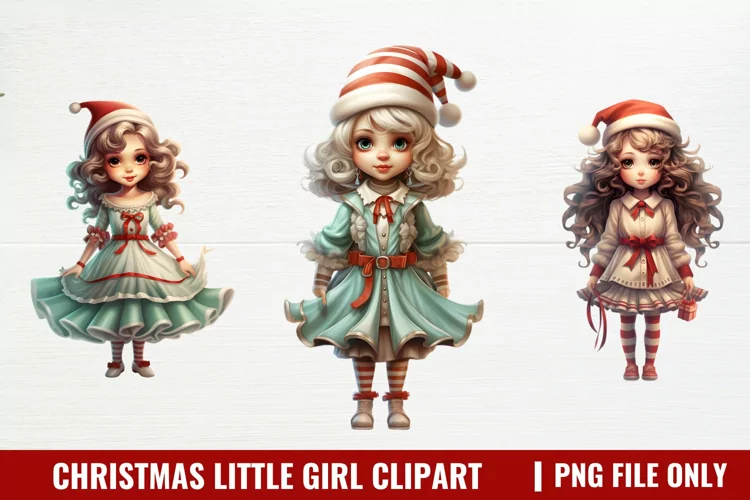 Christmas Little Girl Clipart Sublimation