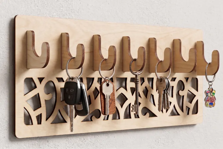 Laser Cut Key Holder SVG - Wall Hook Rack File