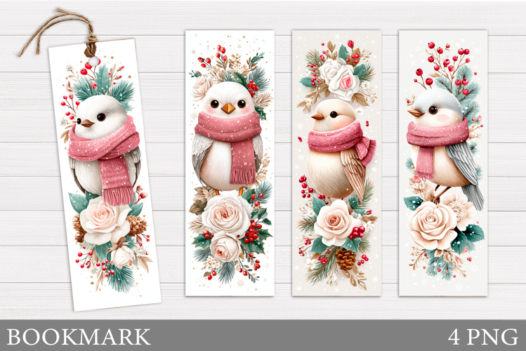 Christmas Bird Bookmark Design. Christmas Bookmark Printable