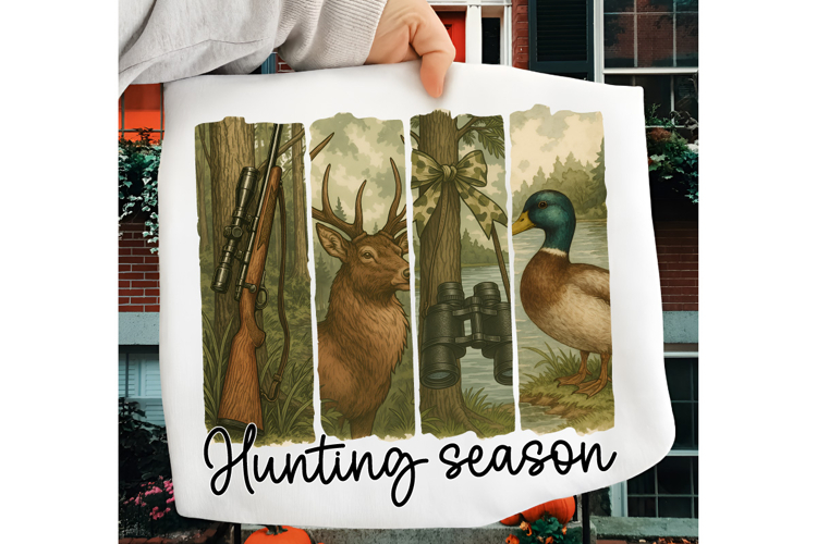 Hunting season PNG, Retro Camo Hunting Design PNG, Hunting