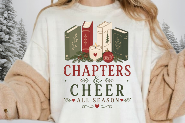 Chapters and Cheer All Season PNG Sublimation Design - Book