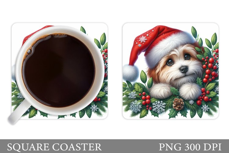 Christmas Dog Coaster Design. Christmas Coaster Sublimation