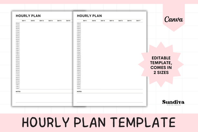 Hourly Plan Editable Template 3