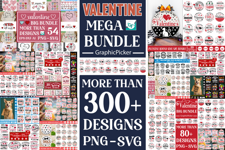 Mega Valentine Bundle, Valentines Day SVG Big Bundle, Love