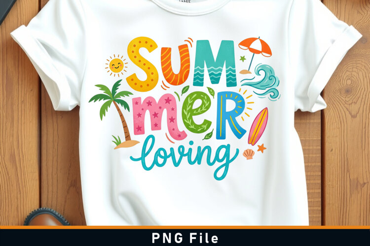 Summer Loving Sublimation PNG T shirt Design example image 1