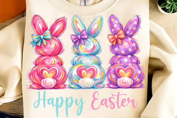 Bunny Coquette Bow PNG, Brushstroke bunny easter PNG, Bunny