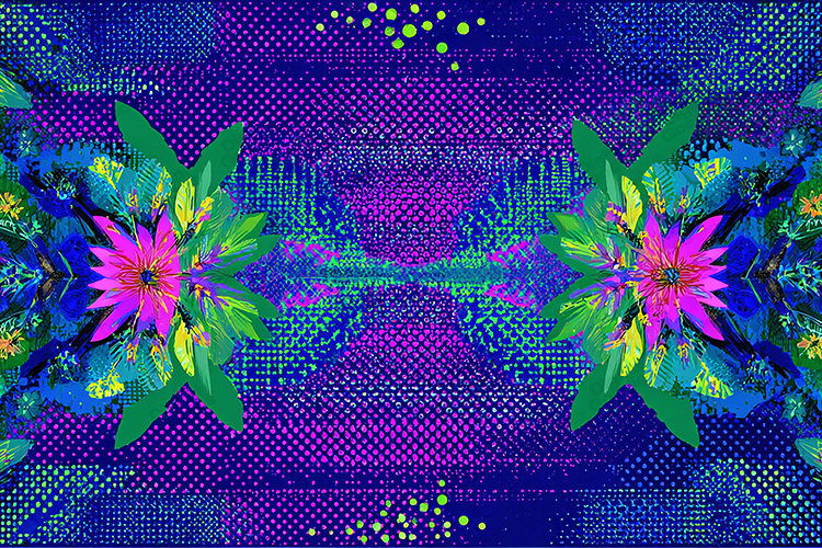 Neon Abstract Floral Pattern Background Blue Purple Dot