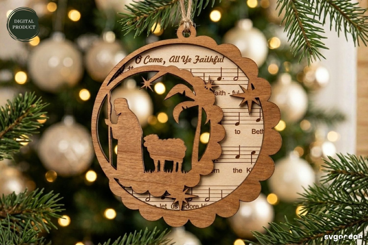 Nativity Sheet Music Ornament Laser Cut | Glowforge | SVG