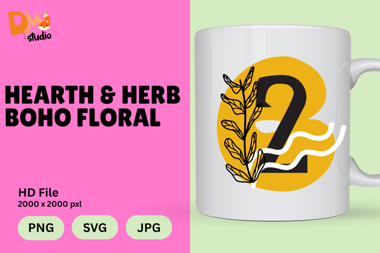 Hearth   Herb Boho Floral Monogram