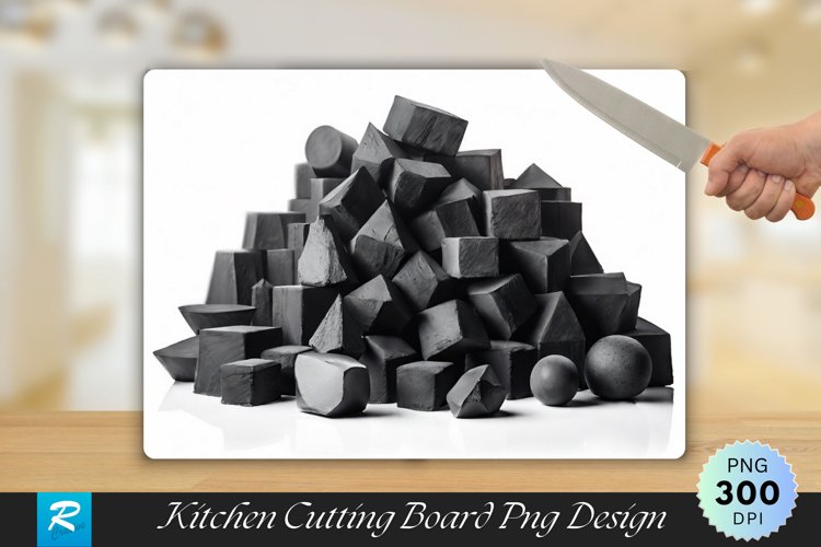 Charcoal Isolated on White Cutting Board sublimation Design example image 1