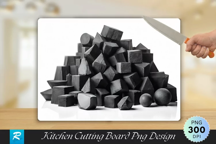 Charcoal Isolated on White Cutting Board sublimation Design