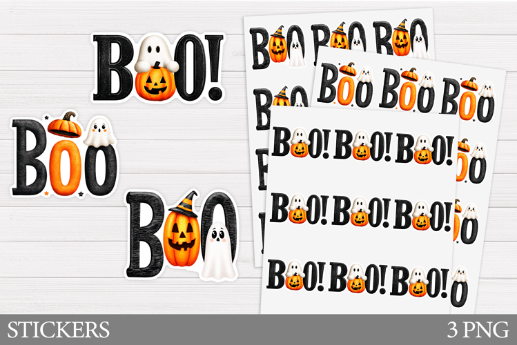Boo Sticker Printable. Halloween Sticker Design