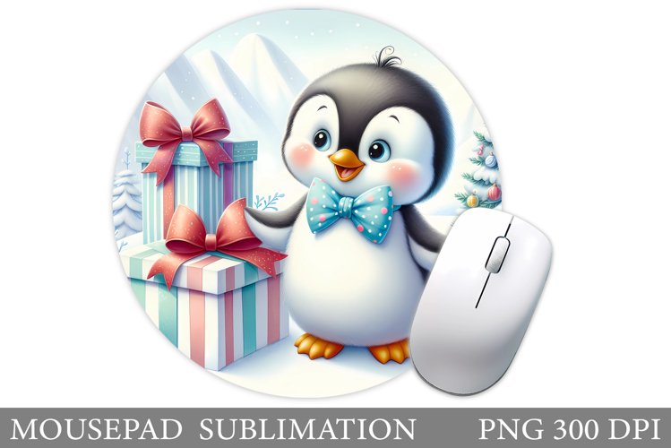 Cute Penguin Mouse Pad. Christmas Mouse Pad Design example image 1