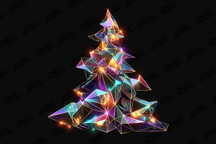 Geometric Neon Christmas Tree Low Poly Light Art