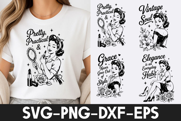 Retro Beauty Lady Vintage Design SVG