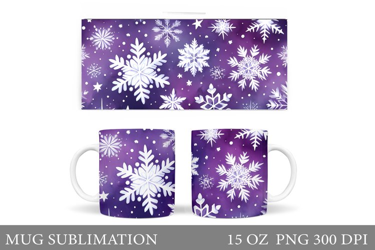 Snowflakes Mug Sublimation. Winter Mug Design
