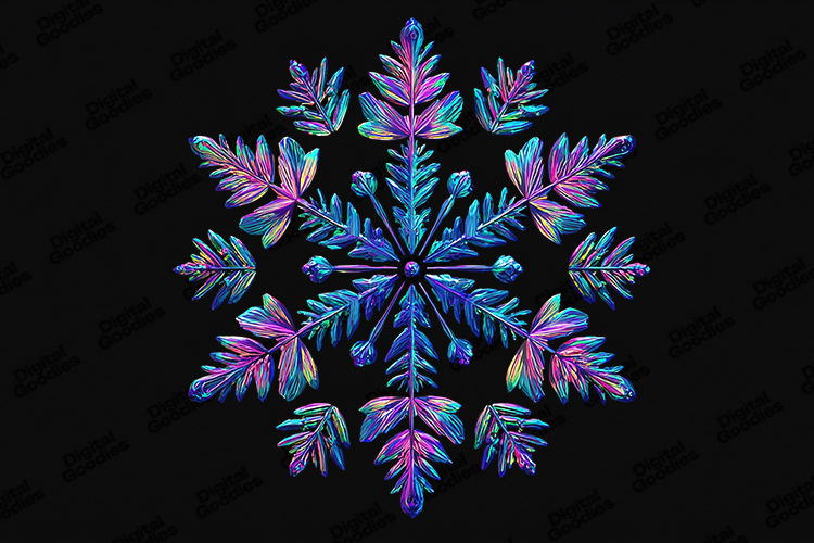 Holographic Neon Snowflake Clipart Winter Decoration
