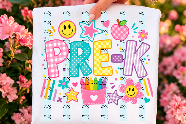 Pre-K Back to School Striped Shirt PNG