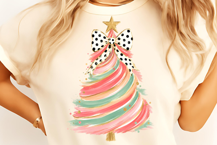 Hand Painted Coquette Christmas Tree PNG, Christmas Tree PNG