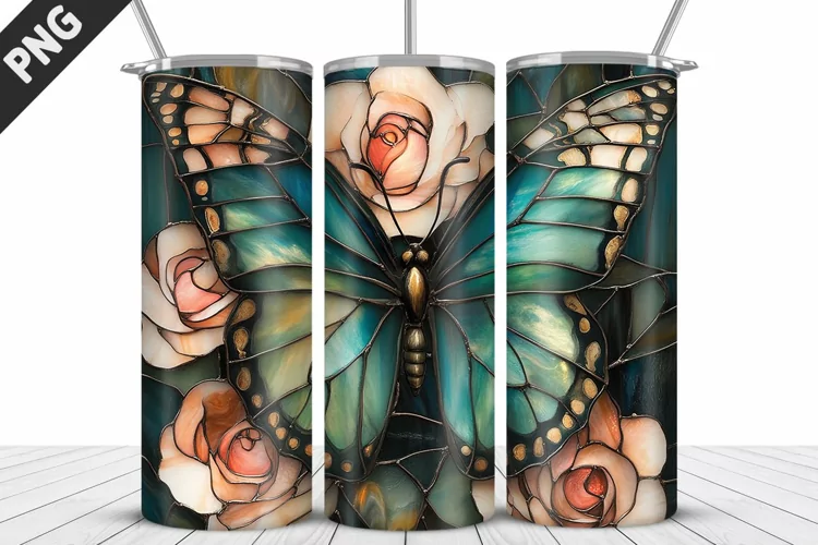 Butterfly 20 oz Tumbler Design|Butterfly Flower Tumbler Wrap