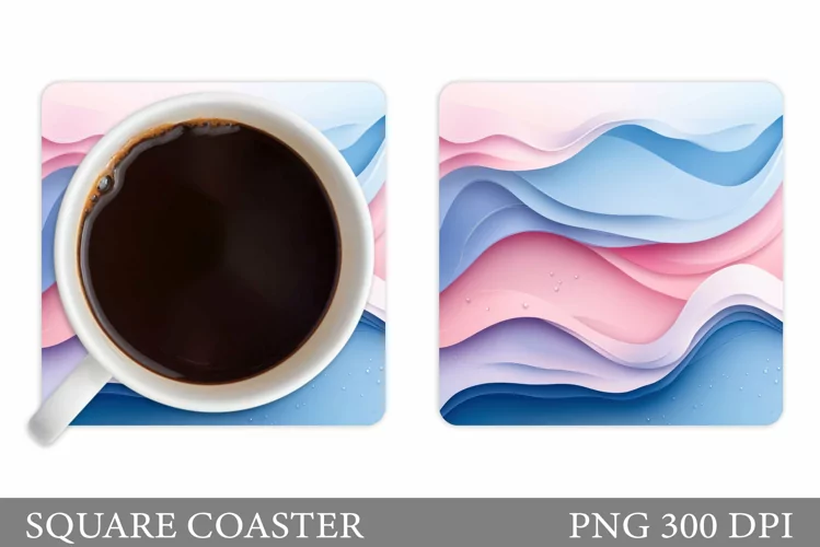 Abstract Coaster Sublimation. Texture Square Coaster Design