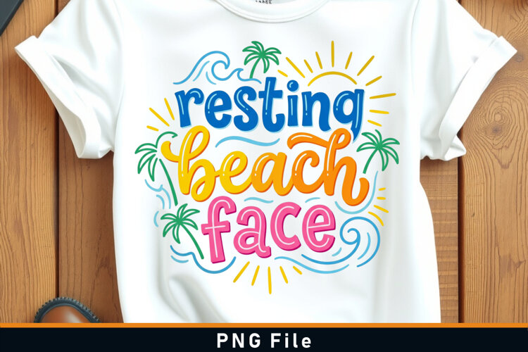 Resting beach face, summer Sublimation PNG T shirt Design example image 1