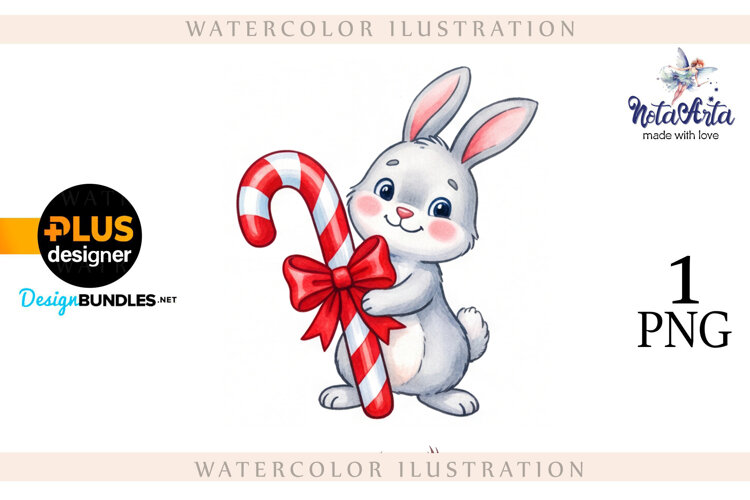 Christmas Bunny in Watercolor Style example image 1