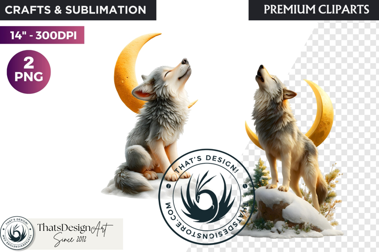 Watercolor Mystic Wolf Fantasy Clipart animal PNG Graphics
