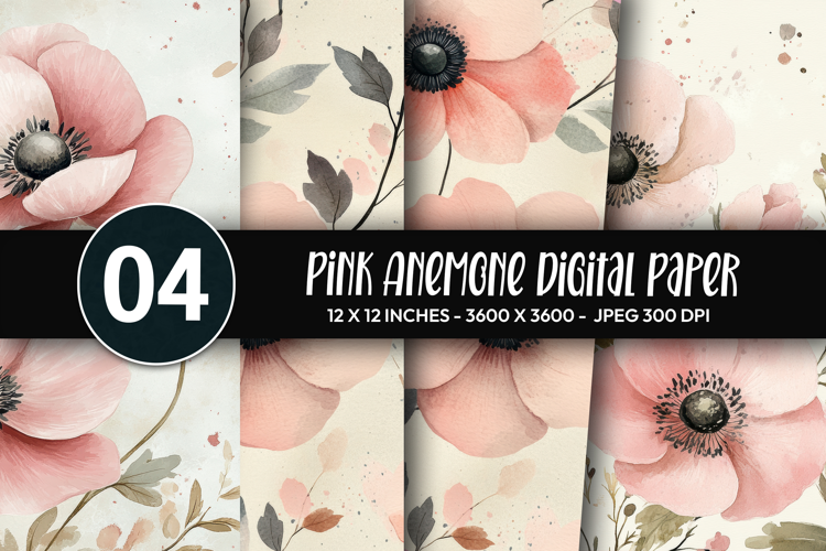 Pink Anemone Digital Paper