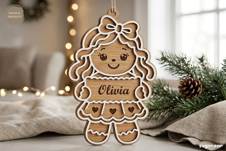 Personalized Gingerbread Ornament Laser Cut | SVG