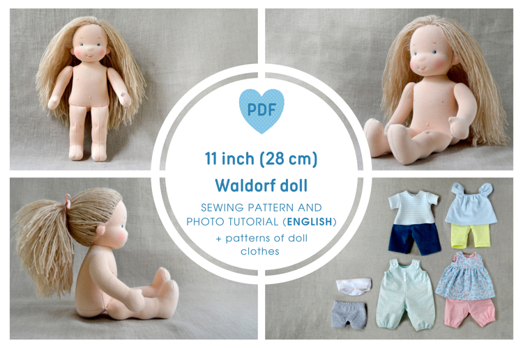 11/28 cm Waldorf doll PDF pattern and tutorial