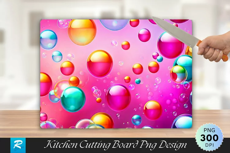 Vibrant Bubble Cutting Board Sublimation Design