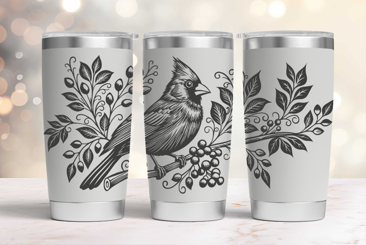 Tumbler laser svg| 20oz Tumbler Christmas Cardinal bird wrap
