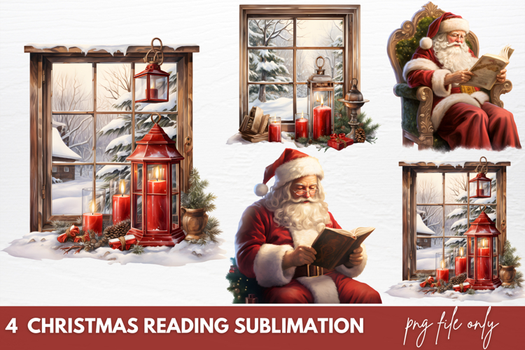 Christmas Reading Sublimation Clipart