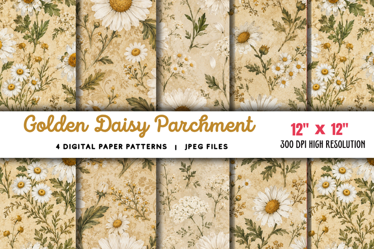 Golden Daisy Parchment Junk Journal JPG