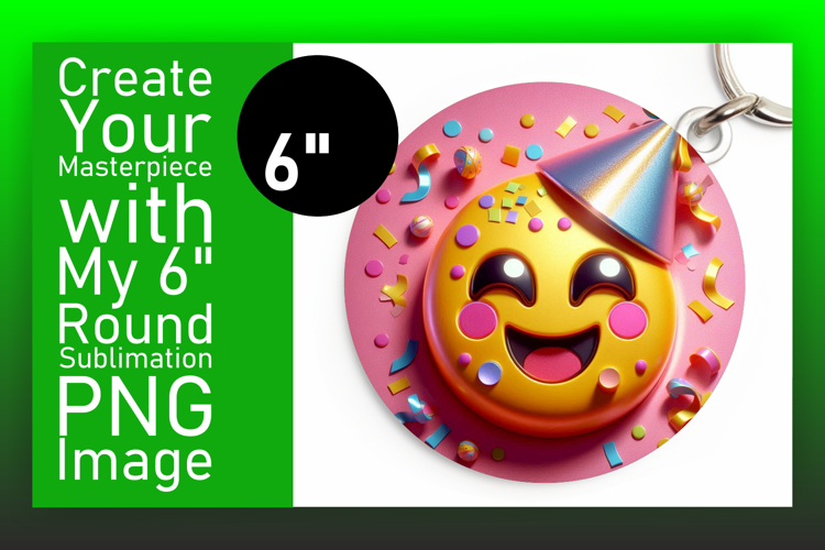 Chic Round Design Coaster Template , 3D Emoji