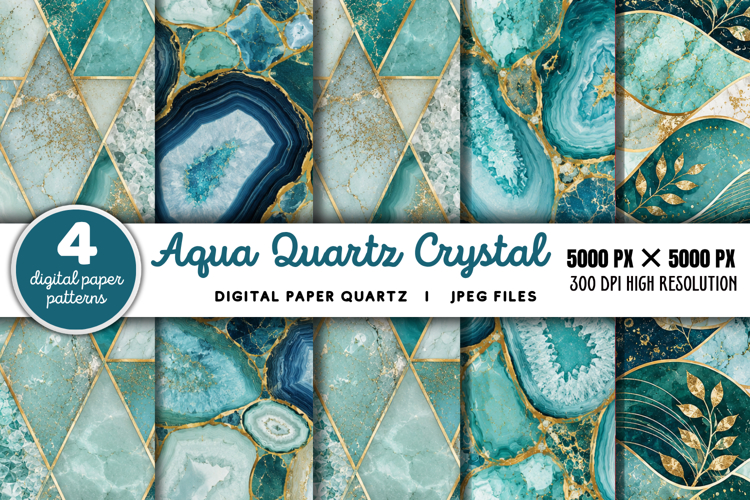 Aqua Quartz Crystal Digital Paper JPG