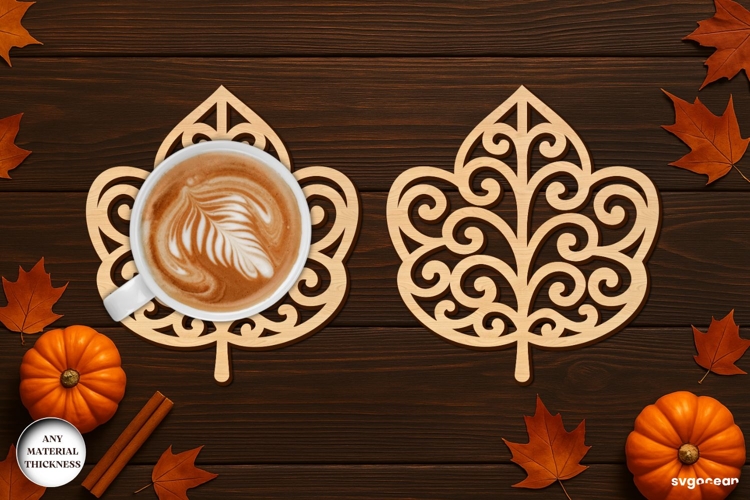 Autumn Leaf Coaster Laser Cut | Drink Coaster | SVG