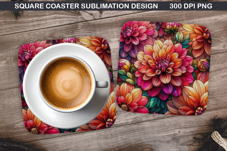 Flowers Coaster Sublimation, Summer Flowers Coaster PNG