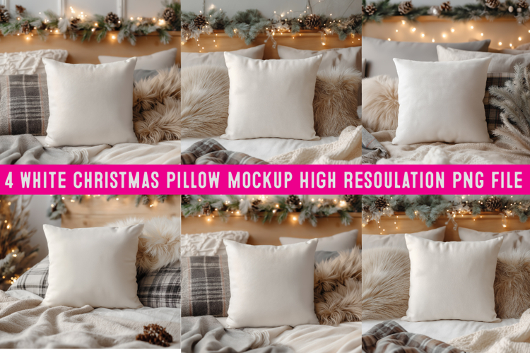 Christmas Pillow Mockup,White Pillow Mockup PNG,Mockup