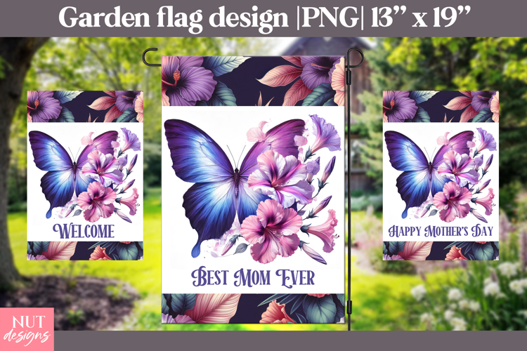 Hibiscus Butterfly Garden Flag Mothers day garden flag