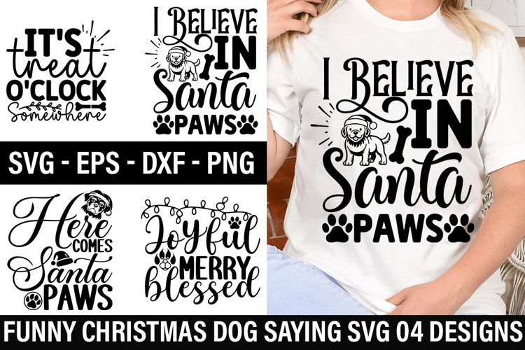 Funny Christmas Dog Saying SVG Design - Its treat o clock