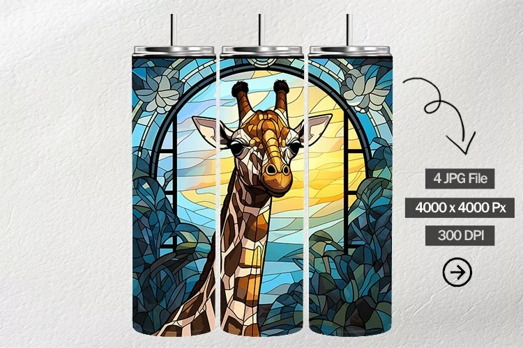 Giraffe Stained Glass Square Coaster - 04 Variations