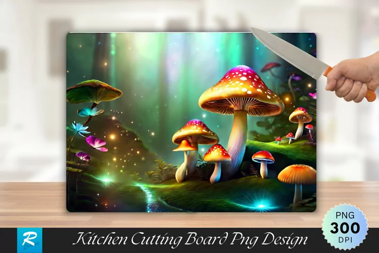 3D Mushroom Cutting Board Sublimation Design