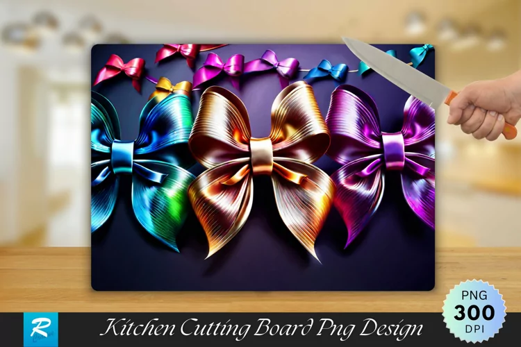 Vibrant Bow Cutting Board Sublimation Design