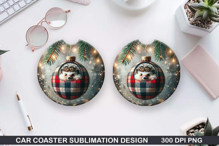 Christmas Owls Car Coaster Sublimation|Christmas Coaster PNG