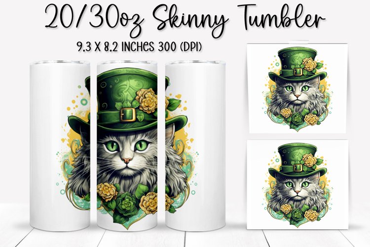 St. Patricks Day Cat - Tumbler Sublimation Design